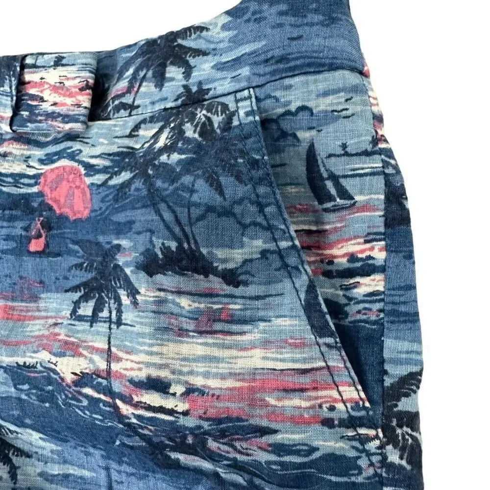 J. Crew Tropical Hawaiian Linen Shorts size 2